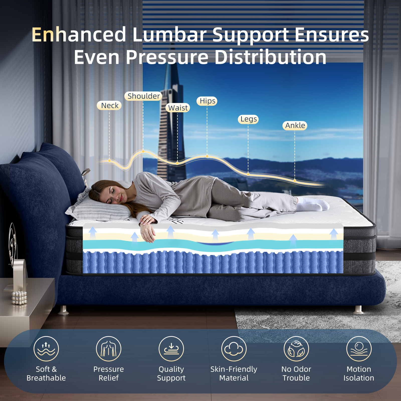 Queen Mattress, 12 Inch Hybrid Queen Size Mattress in a Box, Medium Firm, Memory Foam & Pocketed Springs, Pressure Relief, CertiPUR-US Certified& Fiberglass Free, Motion Isolation, 365-Night Trial